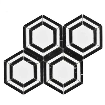 Thassos Nero Marquina Hexagon Mosaic Pobzeb