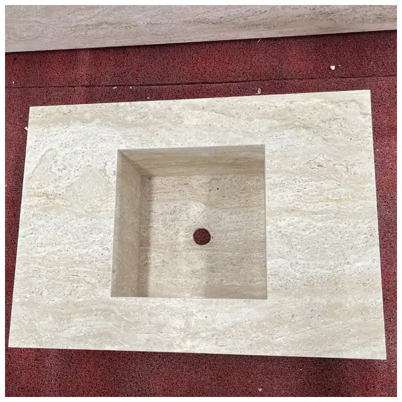 Ivory Travertine Integrated Sinks