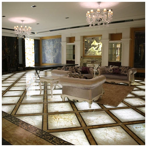 White Onyx Marble Backlit Flooring in Villas-KA UNITED White Onyx Marble Backlit Flooring in Villas-KA UNITED