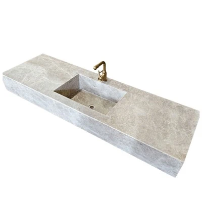Perla Venata Quartzite Floating Vanity Sinks